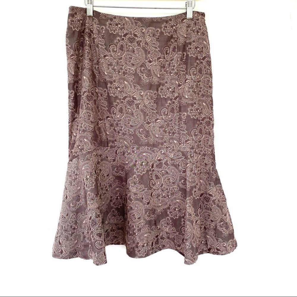 Style & Co. Trumpet skirt in a rayon blend with paisley print, midi
